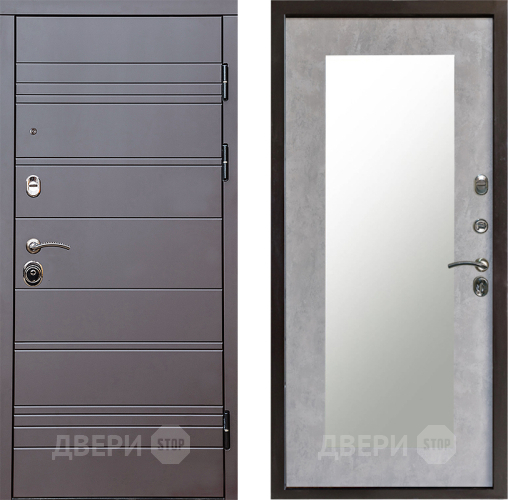 Дверь Престиж Линия Браун Зеркло Пастораль Бетон светлый в Дубне