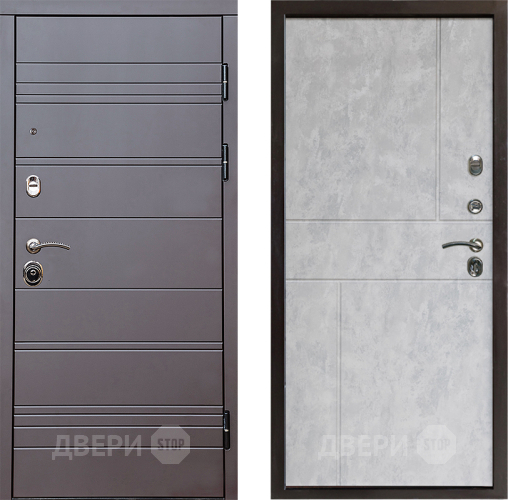 Входная металлическая Дверь Престиж Линия Браун Горизонт Бетон светлый в Дубне