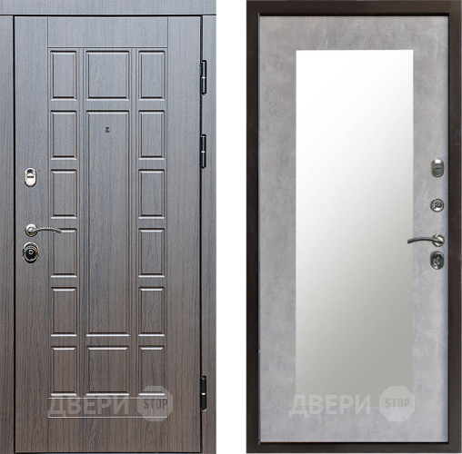 Входная металлическая Дверь Престиж Престиж Зеркло Пастораль Бетон светлый в Дубне