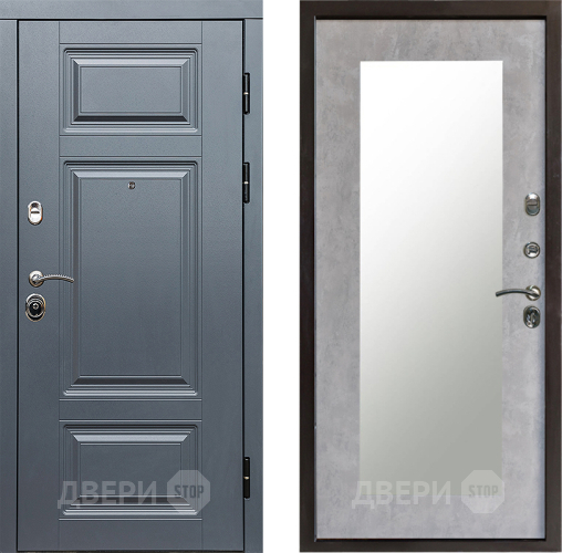 Входная металлическая Дверь Престиж Премиум Зеркло Пастораль Бетон светлый в Дубне