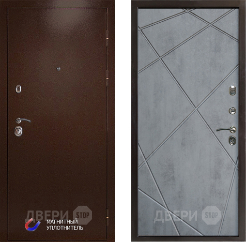 Дверь Престиж Медь Лучи Бетон темный в Дубне