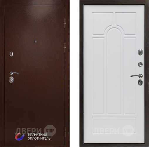 Входная металлическая Дверь Престиж Медь Арка Белое дерево в Дубне