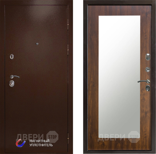 Входная металлическая Дверь Престиж Медь Зеркло Пастораль Дуб в Дубне