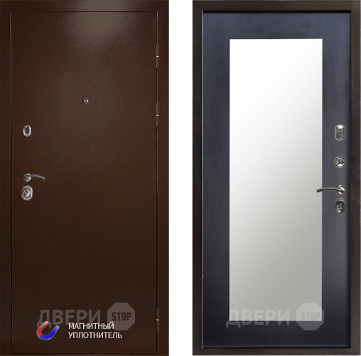 Входная металлическая Дверь Престиж Медь Зеркло Пастораль Венге в Дубне