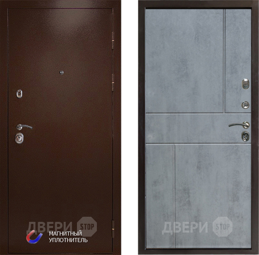 Входная металлическая Дверь Престиж Медь Горизонт Бетон темный в Дубне