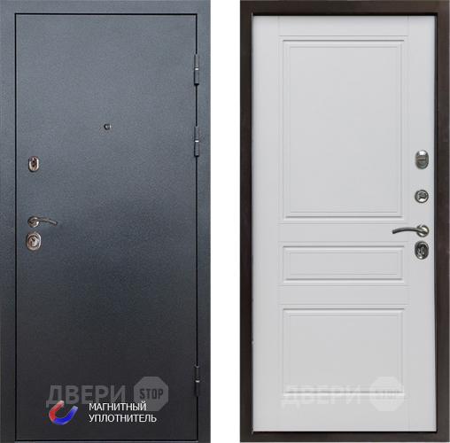 Входная металлическая Дверь Престиж Графит Классика Белый матовый в Дубне