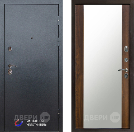Входная металлическая Дверь Престиж Графит Зеркало Дуб в Дубне