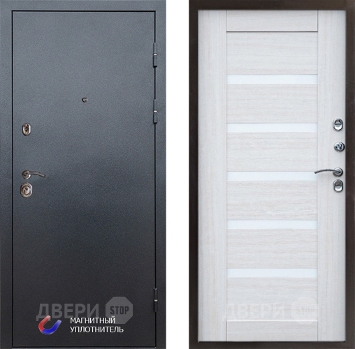 Входная металлическая Дверь Престиж Графит Царга Лиственница белая в Дубне