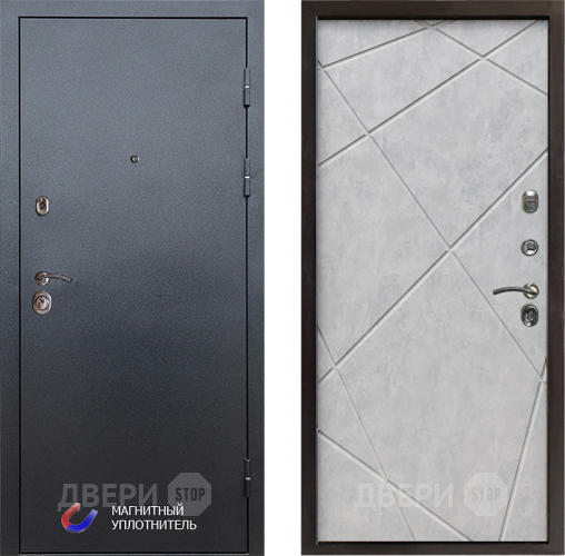 Входная металлическая Дверь Престиж Графит Лучи Бетон светлый в Дубне
