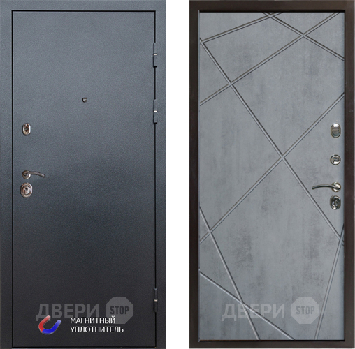 Входная металлическая Дверь Престиж Графит Лучи Бетон темный в Дубне