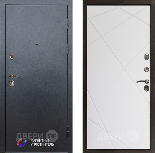 Входная металлическая Дверь Престиж Графит Лучи Бетон белый в Дубне