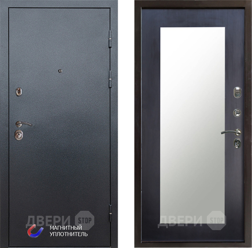 Входная металлическая Дверь Престиж Графит Зеркло Пастораль Венге в Дубне