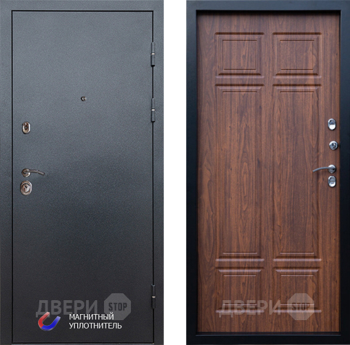 Входная металлическая Дверь Престиж Графит Премиум Орех темный в Дубне