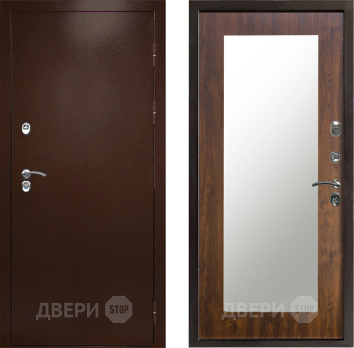 Входная металлическая Дверь Престиж TERMO с терморазрывом Снегирь Медь Зеркало пастораль Дуб в Дубне