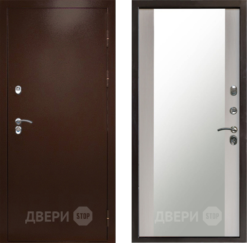 Входная металлическая Дверь Престиж TERMO с терморазрывом Снегирь Медь Зеркало Лиственница белая в Дубне
