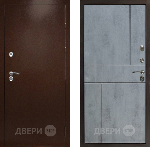 Входная металлическая Дверь Престиж TERMO с терморазрывом Снегирь Медь Горизонт Бетон темный в Дубне