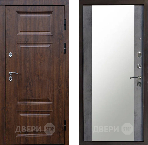 Дверь Престиж TERMO с терморазрывом Премиум Орех Зеркало Бетон темный в Дубне