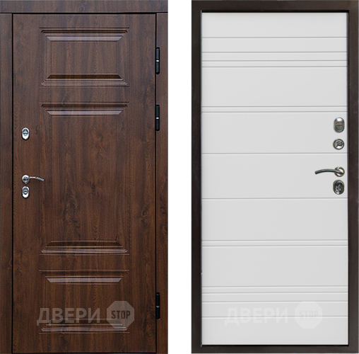 Входная металлическая Дверь Престиж TERMO с терморазрывом Премиум Орех Line Белый в Дубне