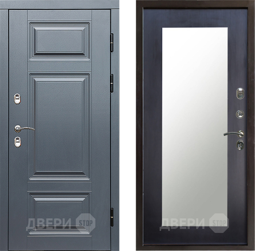 Входная металлическая Дверь Престиж TERMO с терморазрывом Премиум Грэй Зеркало пастораль Венге в Дубне