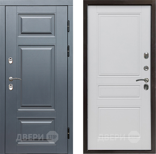 Входная металлическая Дверь Престиж TERMO с терморазрывом Премиум Грэй Классика Белый матовый в Дубне