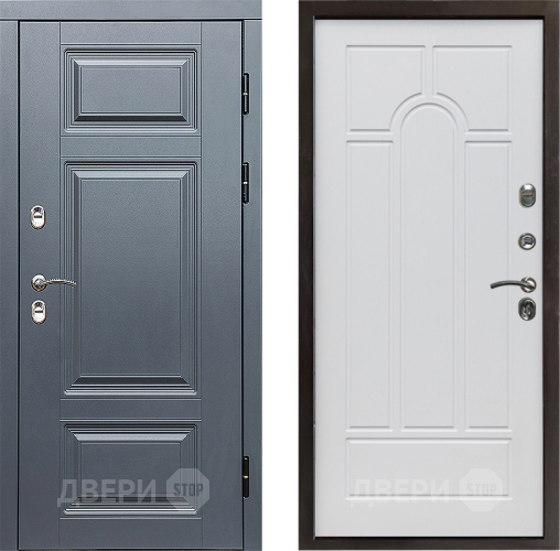 Дверь Престиж TERMO с терморазрывом Премиум Грэй Арка Белое дерево в Дубне