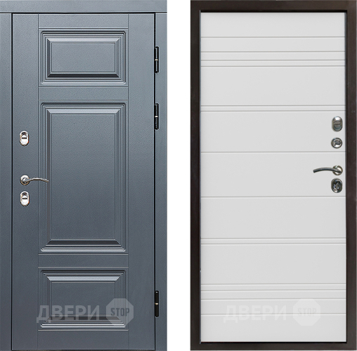 Входная металлическая Дверь Престиж TERMO с терморазрывом Премиум Грэй Line Белый в Дубне