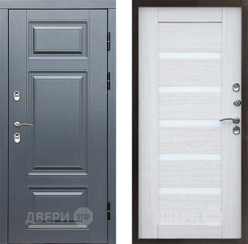 Входная металлическая Дверь Престиж TERMO с терморазрывом Премиум Грэй Царга Лиственница белая в Дубне
