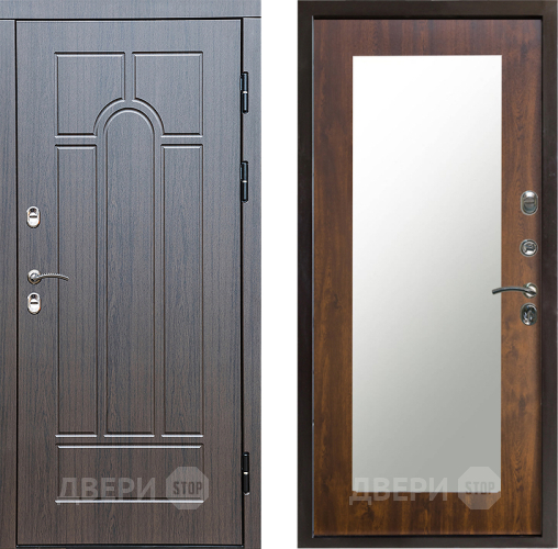 Входная металлическая Дверь Престиж TERMO с терморазрывом Арка Зеркало пастораль Дуб в Дубне