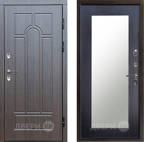 Входная металлическая Дверь Престиж TERMO с терморазрывом Арка Зеркало пастораль Венге в Дубне