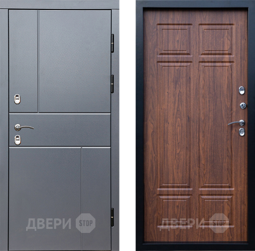 Входная металлическая Дверь Престиж TERMO с терморазрывом Горизонт Грэй Премиум Орех темный в Дубне