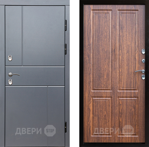 Входная металлическая Дверь Престиж TERMO с терморазрывом Горизонт Грэй Премиум Орех светлый в Дубне