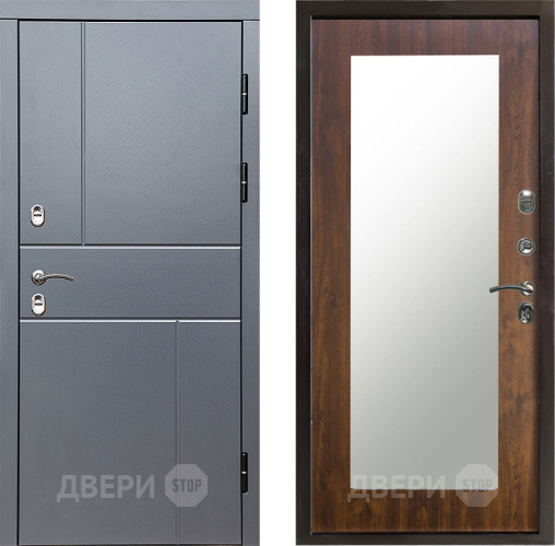 Входная металлическая Дверь Престиж TERMO с терморазрывом Горизонт Грэй Зеркало пастораль Дуб в Дубне