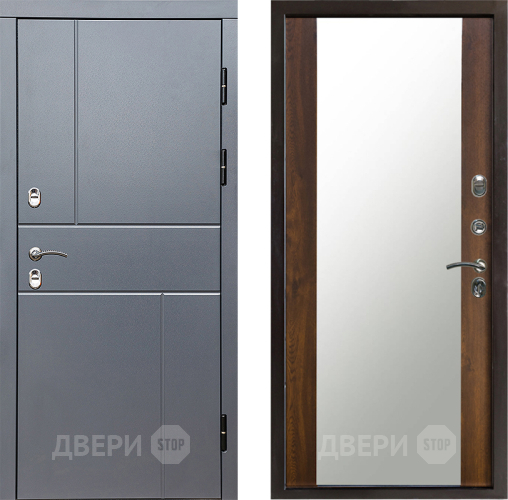Входная металлическая Дверь Престиж TERMO с терморазрывом Горизонт Грэй Зеркало Дуб в Дубне