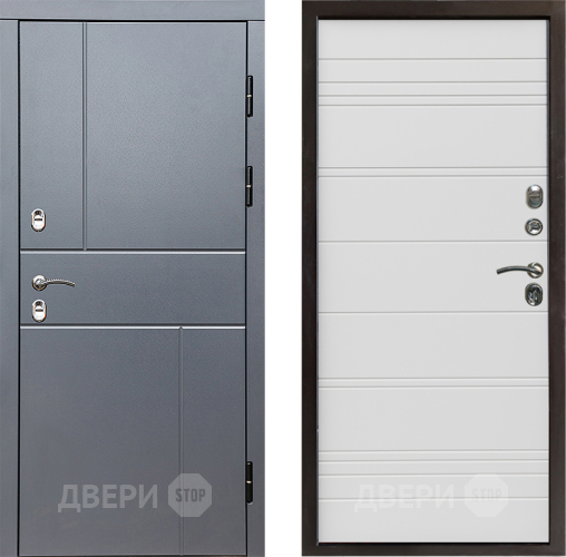 Входная металлическая Дверь Престиж TERMO с терморазрывом Горизонт Грэй Line Белый в Дубне