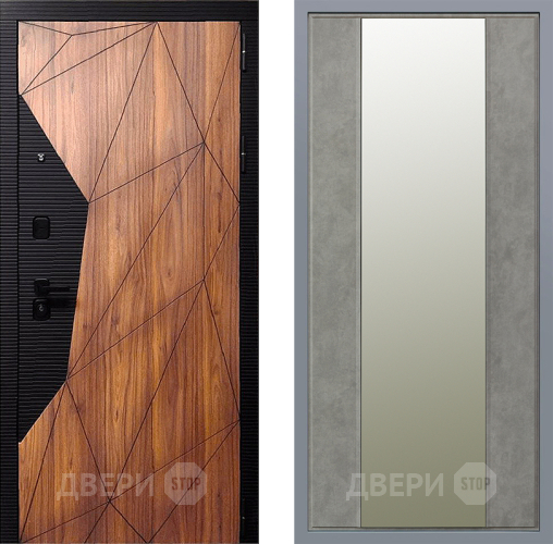 Дверь Заводские двери Морра Зеркало Макси Бетон темный в Дубне