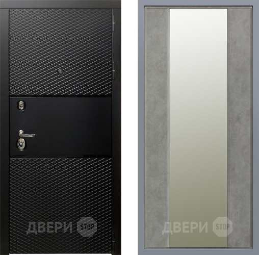 Дверь Заводские двери Тефлон Зеркало Макси Бетон темный в Дубне