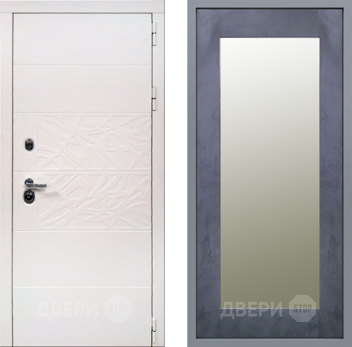 Дверь Заводские двери Дэко Вайт Зеркало Модерн Бетон темный в Дубне