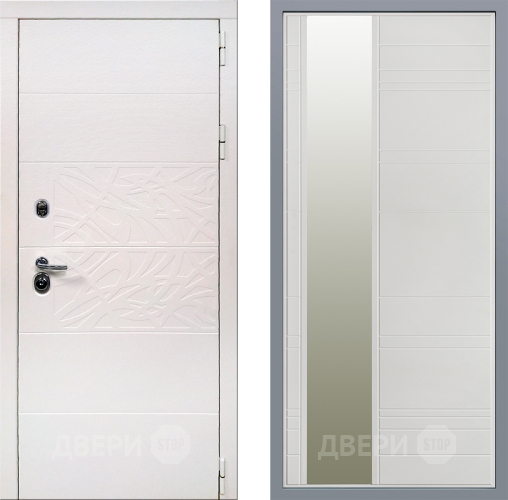 Дверь Заводские двери Дэко Вайт Зеркало Лира Белый софт в Дубне