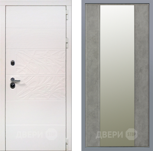 Дверь Заводские двери Дэко Вайт Зеркало Макси Бетон темный в Дубне