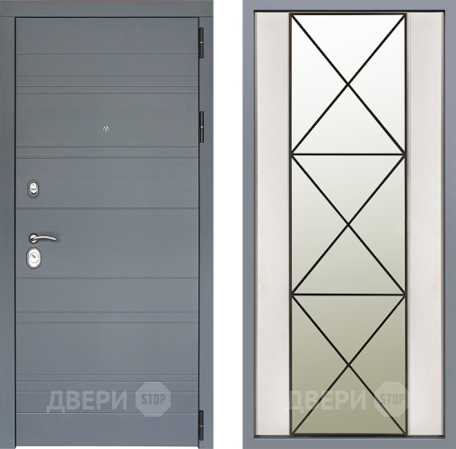 Дверь Заводские двери Лира Софт графит Зеркало Перфекто Структурное дерево в Дубне