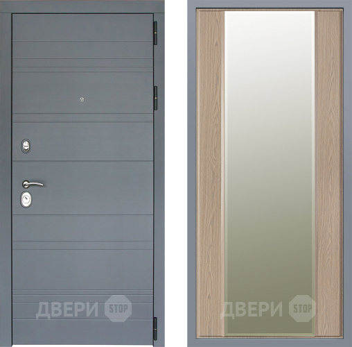 Дверь Заводские двери Лира Софт графит Зеркало Макси Беленый дуб в Дубне