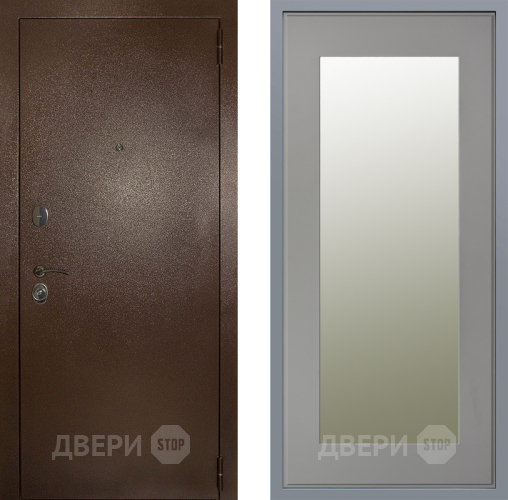 Дверь Заводские двери Эталон 3к антик медь Зеркало Модерн Грей софт в Дубне