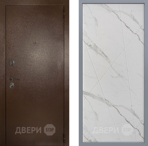 Дверь Заводские двери Эталон 3к антик медь Флитта Мрамор белый в Дубне