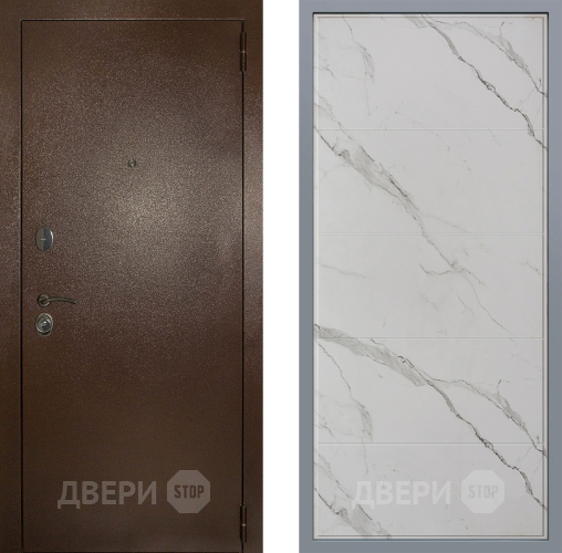 Дверь Заводские двери Эталон 3к антик медь Тривия Мрамор белый в Дубне