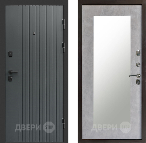 Входная металлическая Дверь Престиж Tvist Grey Зеркло Пастораль Бетон светлый в Дубне