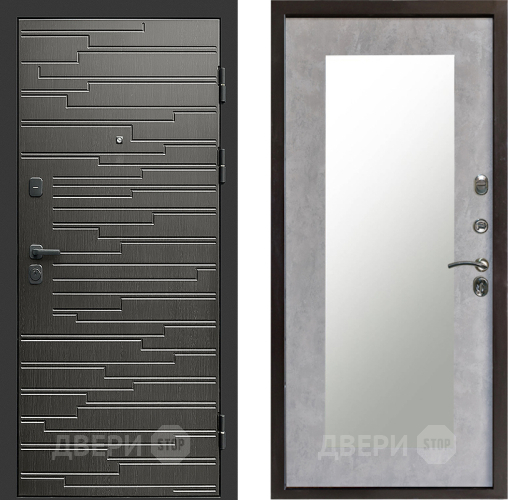 Входная металлическая Дверь Престиж Rivera Зеркло Пастораль Бетон светлый в Дубне