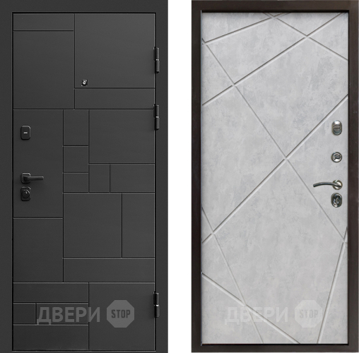 Входная металлическая Дверь Престиж Kvadro Лучи Бетон светлый в Дубне