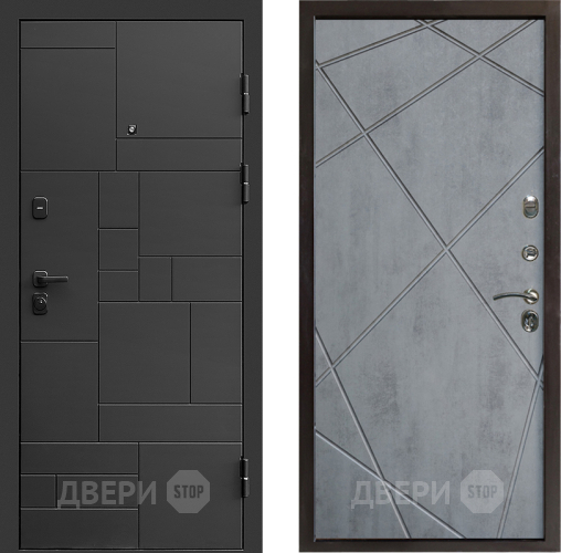 Входная металлическая Дверь Престиж Kvadro Лучи Бетон темный в Дубне