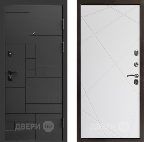 Входная металлическая Дверь Престиж Kvadro Лучи Бетон белый в Дубне