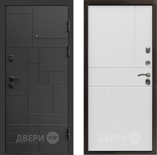 Входная металлическая Дверь Престиж Kvadro Горизонт Бетон белый в Дубне